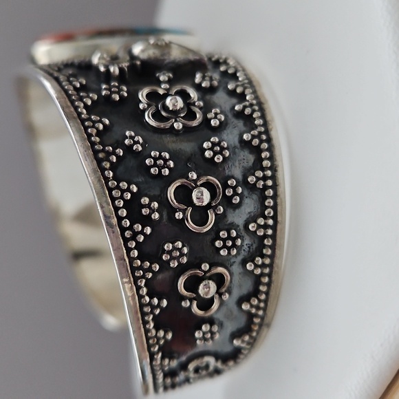 Spiny Turquoise Open Cuff Bangle - Picture 2 of 8